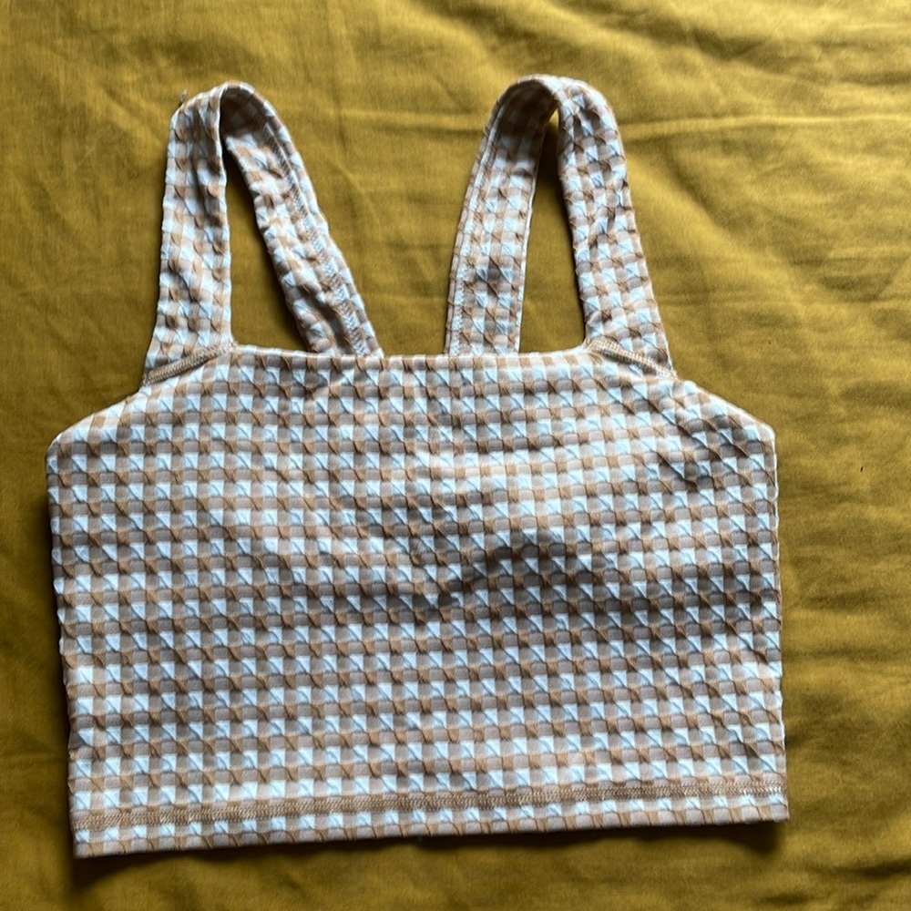 Aerie offline gingham checkered crop top swim top